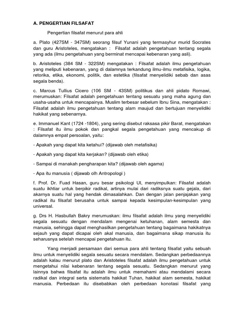 Pengertian Dan Ciri Filsafat | PDF