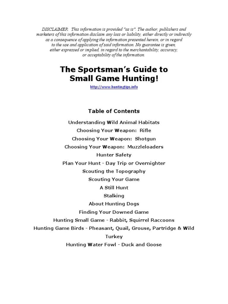 Hunting Small Game PDF Shotgun Hunting