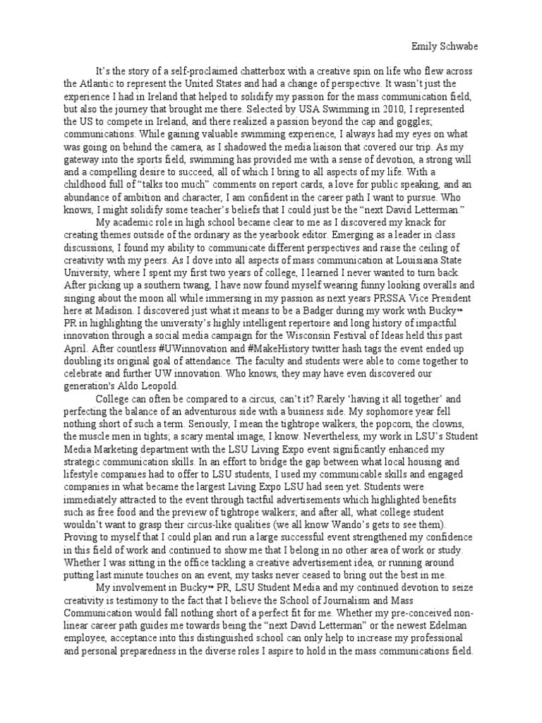 Journalism School Personal Statement Personal Growth