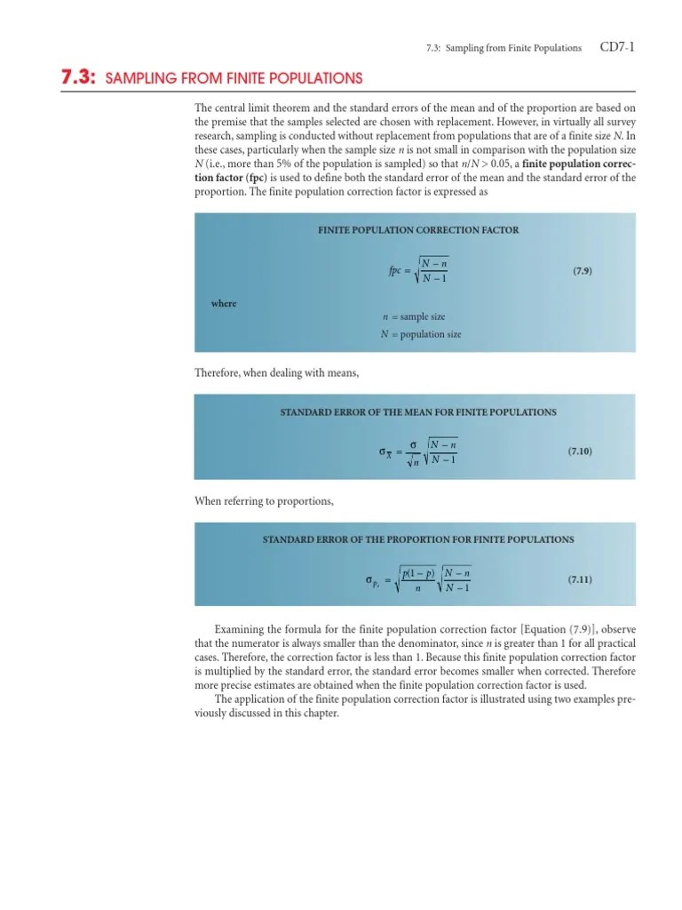 Correction Factor Standard Error Statistics