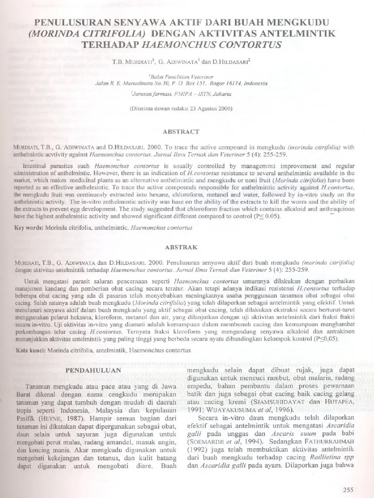 Jurnal Senyawa Aktif Buah Mengkudu