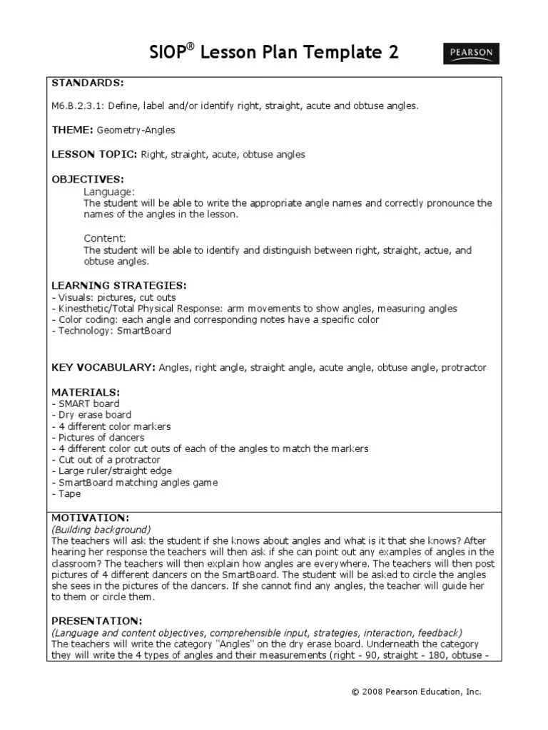 Ell Siop Live Lesson Angle Lesson Plan
