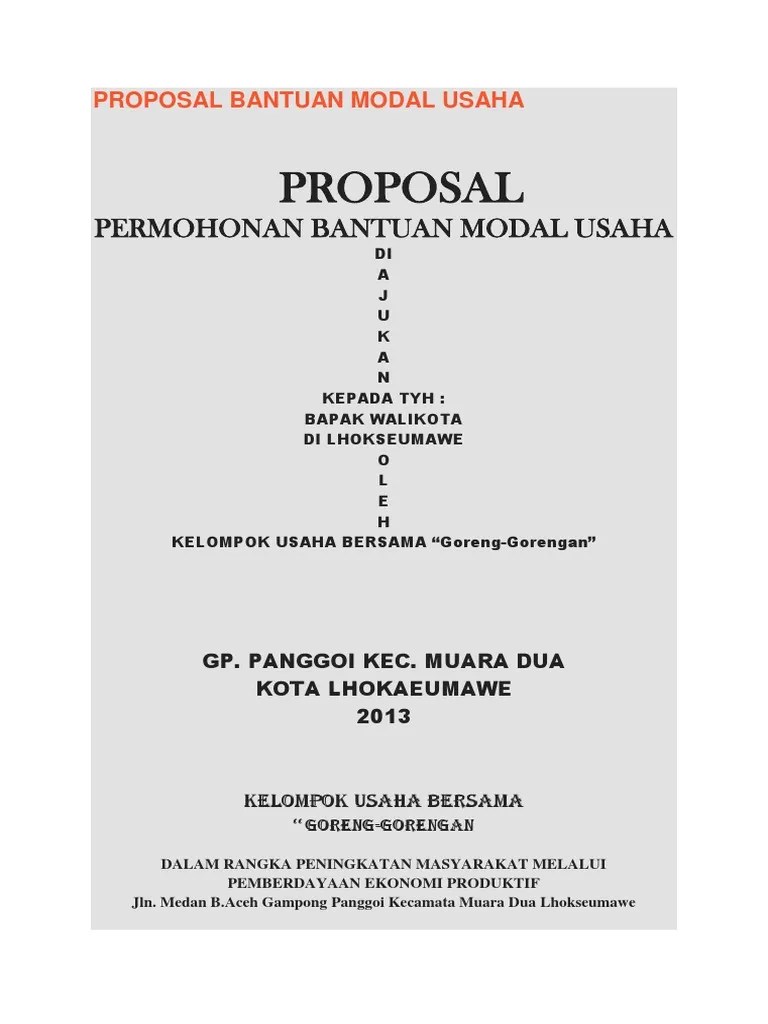 Contoh Proposal Bantuan Dana Usaha Kecil Perorangan Contoh Proposal