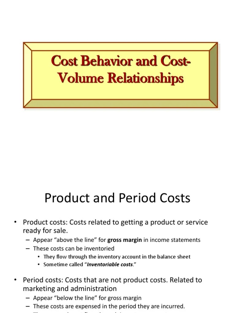 Cost Behavior and CostVolume Relationships PDF Inventory Business Economics