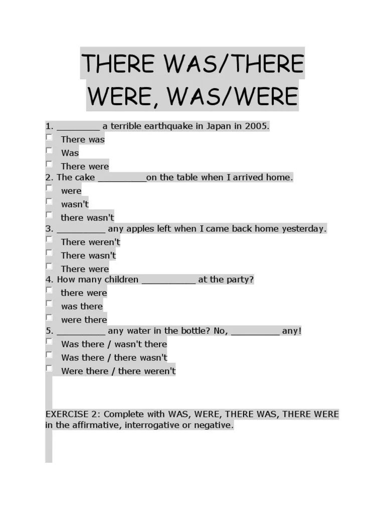 Basic - Intermediate - TheRE WAS There Were and Questions | PDF