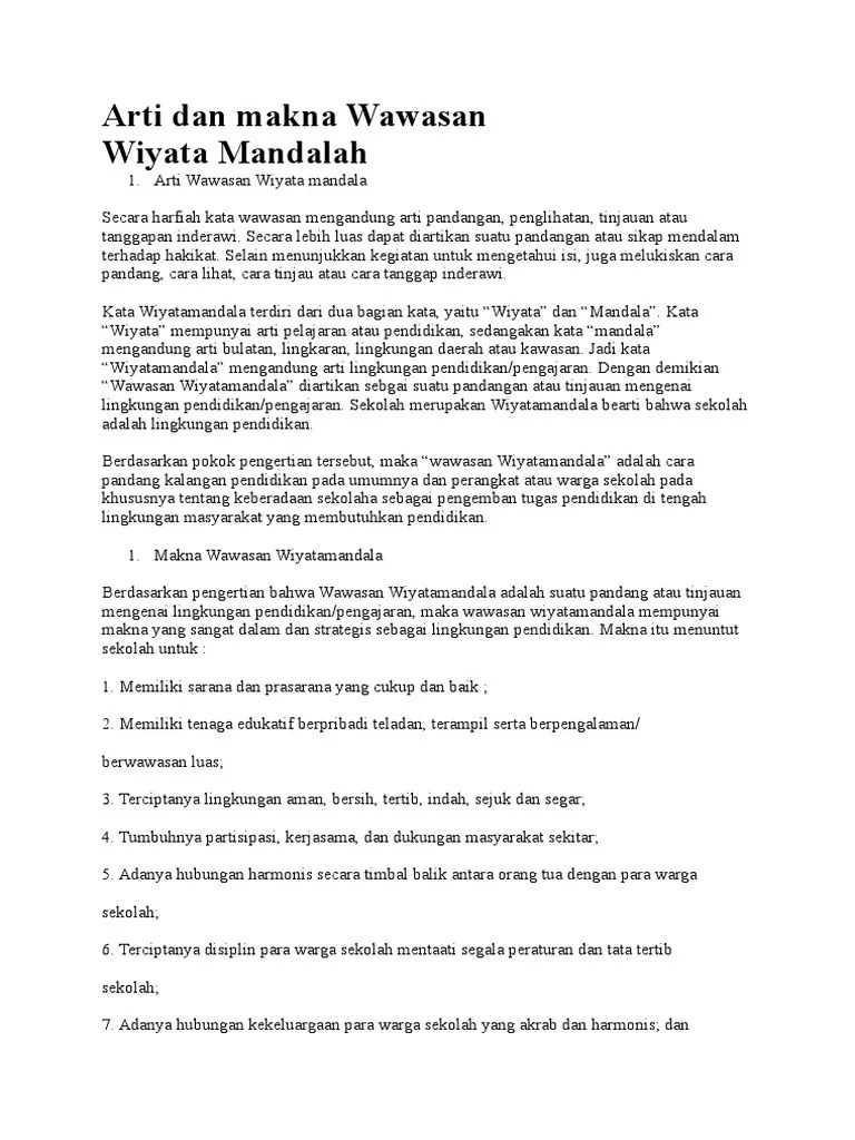 Arti Dan Makna Wawasan Wiyata | PDF