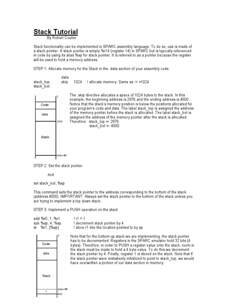 Stack Pointer Programming) Computer Hardware