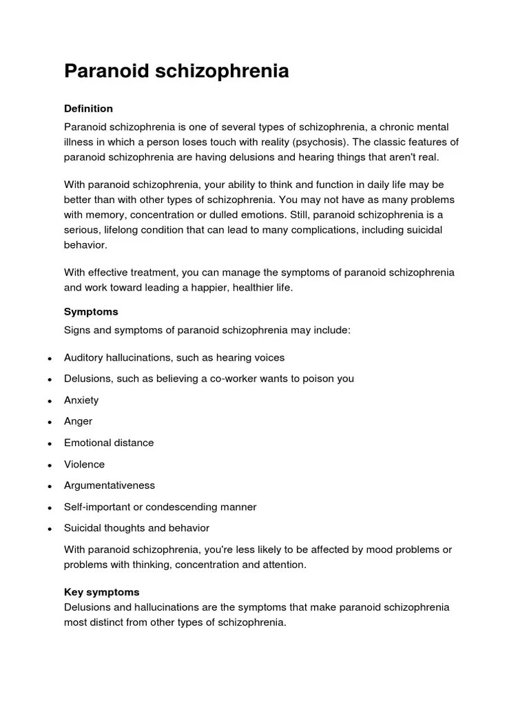 An InDepth Look at Paranoid Schizophrenia Symptoms, Causes, Diagnosis