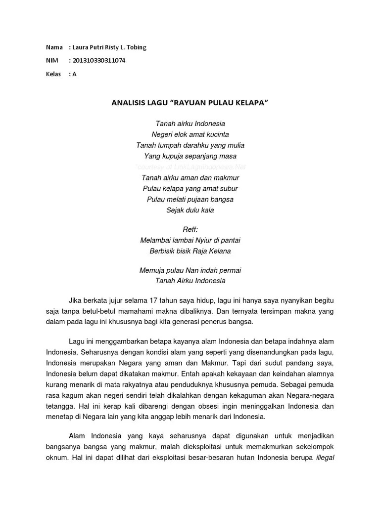 PPKN Analisis Lagu Rayuan Pulau Kelapa | PDF