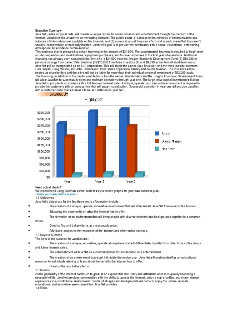 Business Plan Cafe) PDF Retail