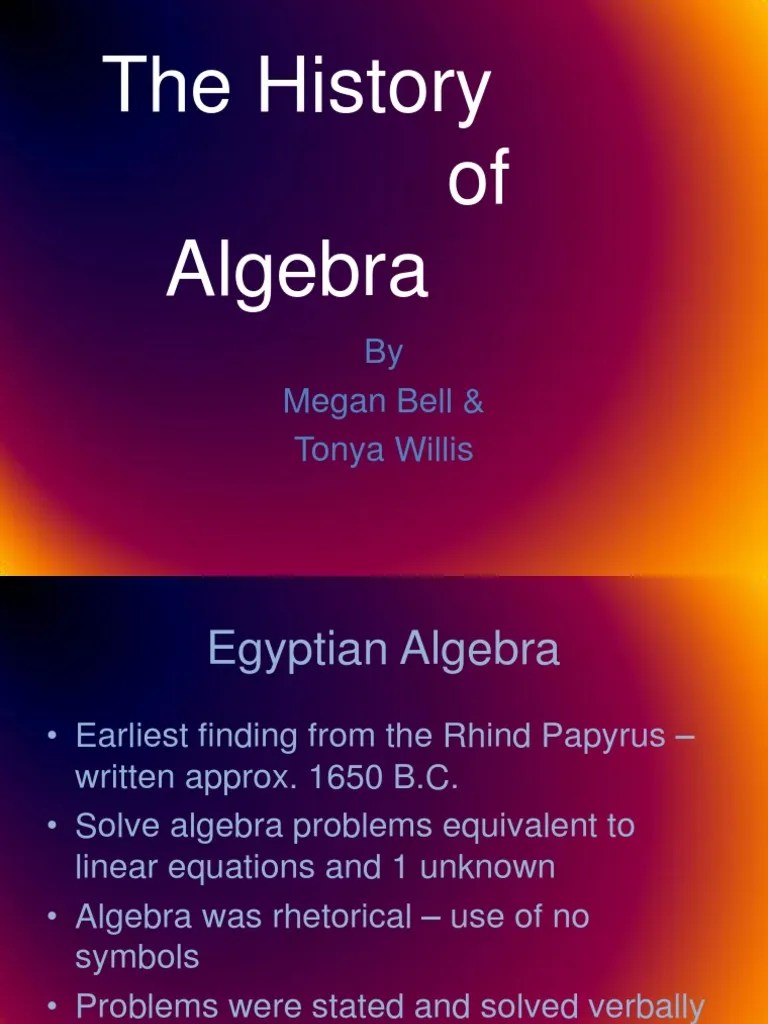 The History of Algebra PDF Algebra Abstract Algebra