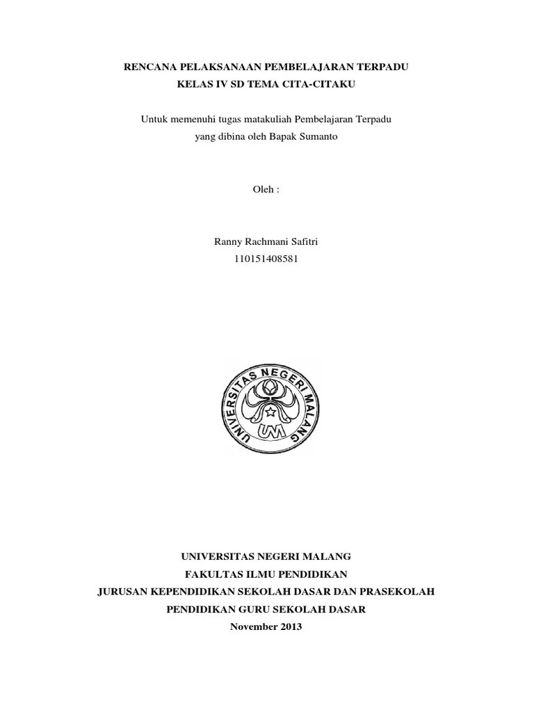 RPP Tematik Terpadu Tema Citacitaku