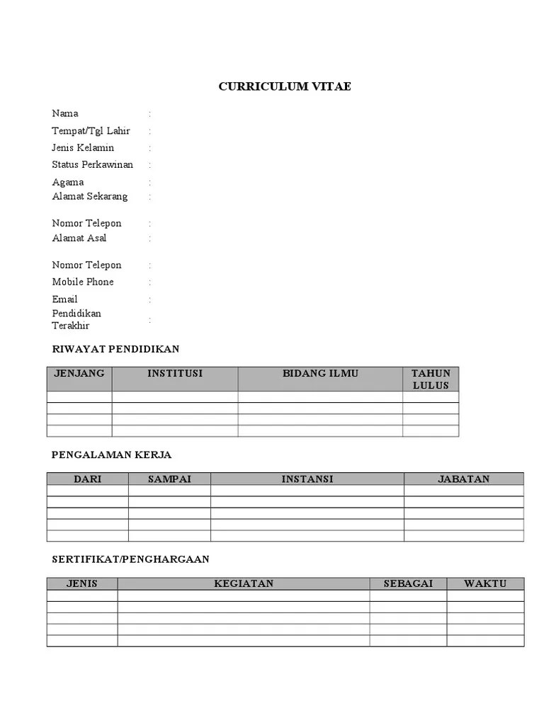 Cv Kosong Doc Download 12+ Template CV Kreatif Format Doc Pdf Siap