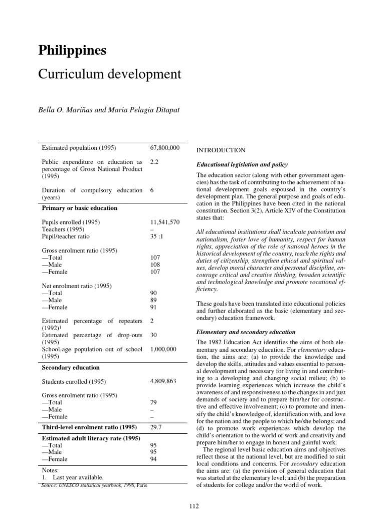 Philippine Curriculum Development Curriculum Schools
