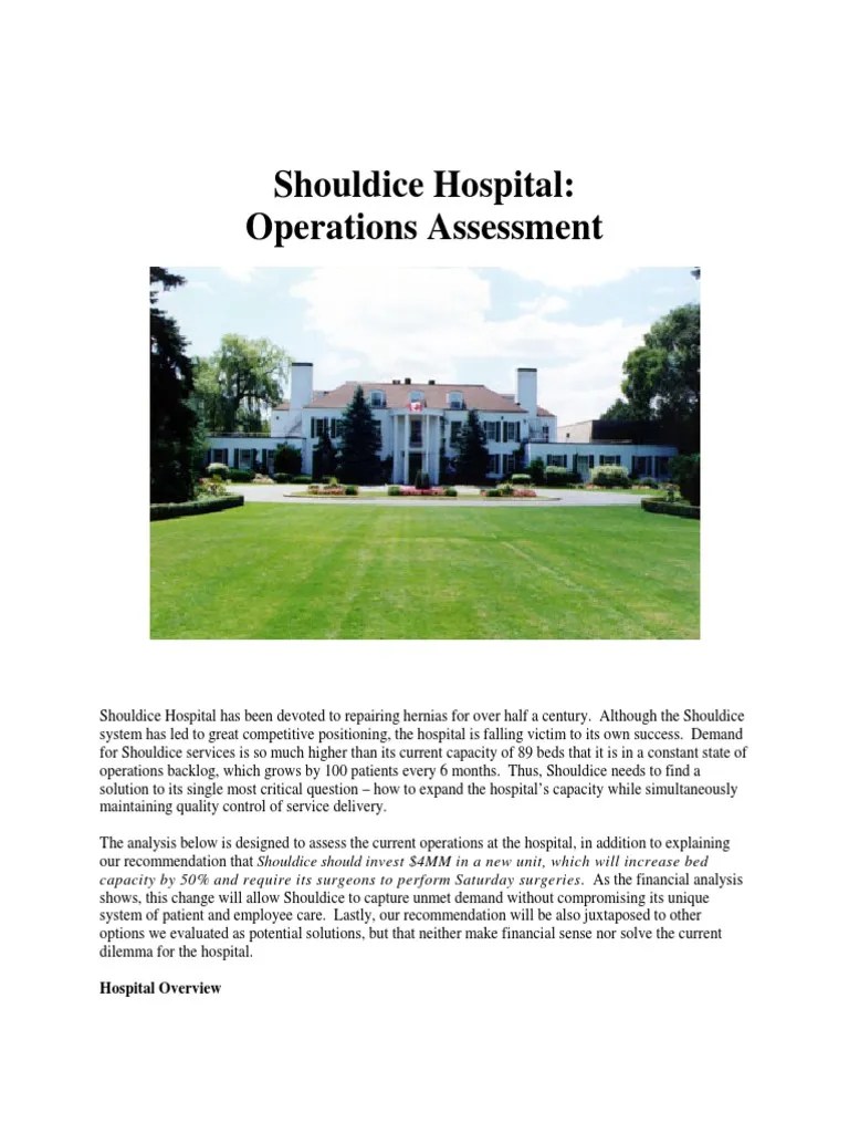 Shouldice Hospital Part1 | PDF | Hospital | Patient