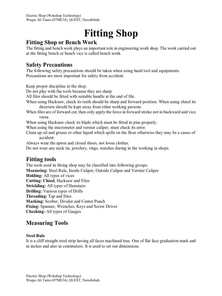 Fitting Shop Technology