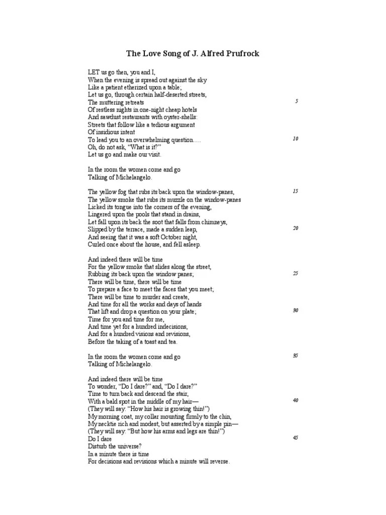 The Love Song of J. Alfred Prufrock PDF