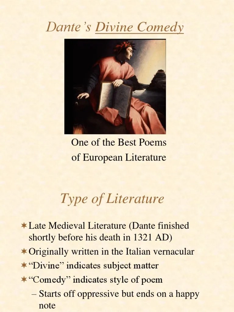 Dante's Divine Comedy Presentation Dante Alighieri Divine Comedy