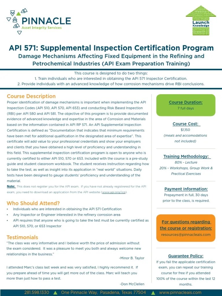 API 571 Training for Damage Mechanism Fracture Test