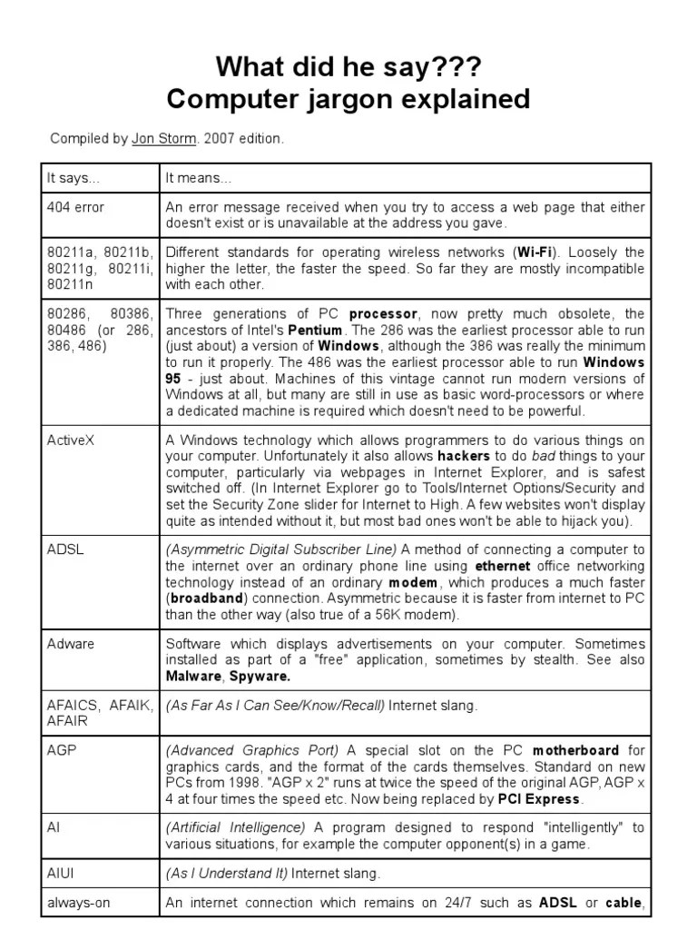 Another Name For Computer Jargon at Peter Moorman blog