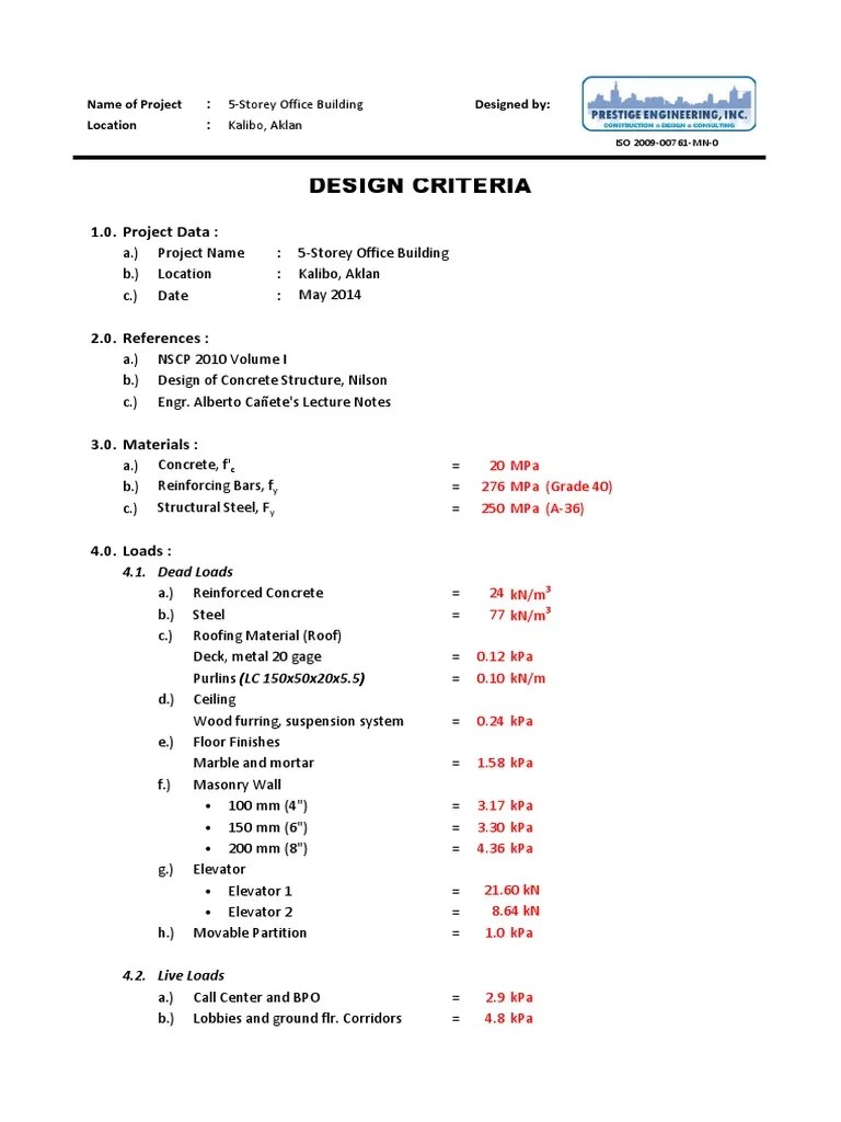 Design Criteria