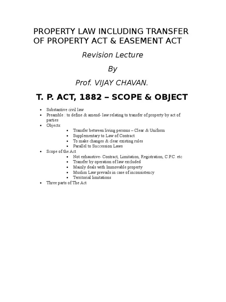 Property Law Including Transfer of Property Act Mortgage Law Property