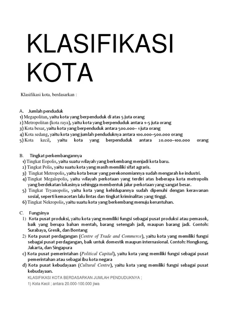 Klasifikasi Kota Ee