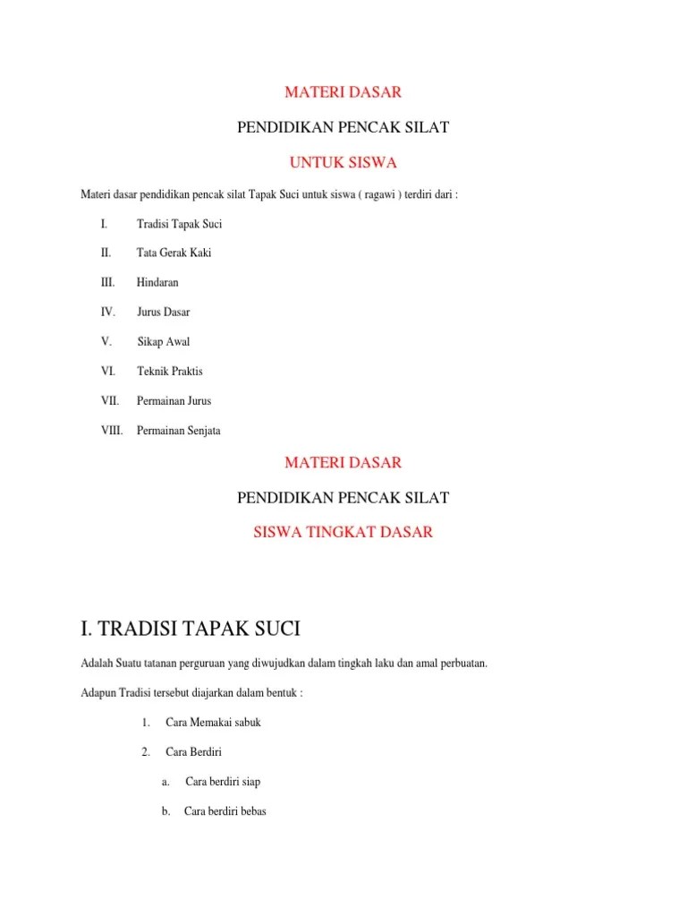 MATERI DASAR Pencak Silat | PDF