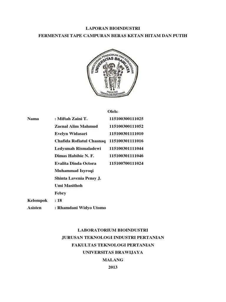 Laporan Pembuatan Tape Ketan Hitam Dan Putih .. | PDF
