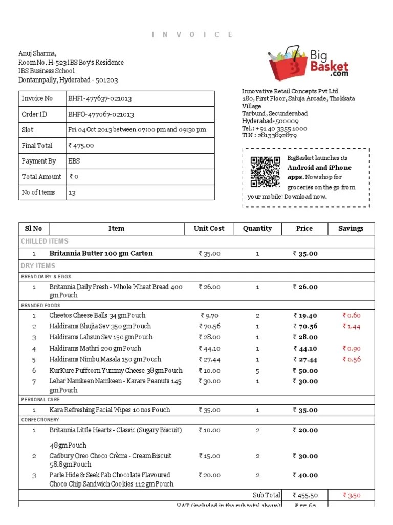 Invoice 477637 for Order BHFO477067021013 _ BigBasket