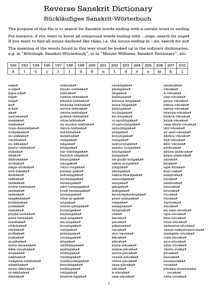 reverse sanskrit word Linguistics Language Mechanics