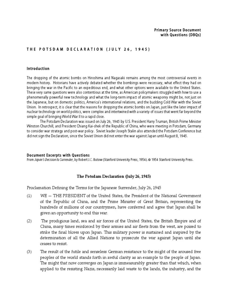 Potsdam Declaration PDF Violent Conflict International Security