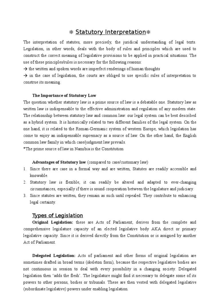 Statutory Interpretation Notes Statutory Interpretation Plain