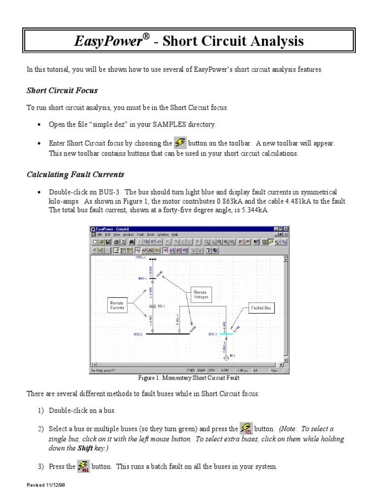 ShortCircuit Analysis Easypower PDF Dialog Box Double Click