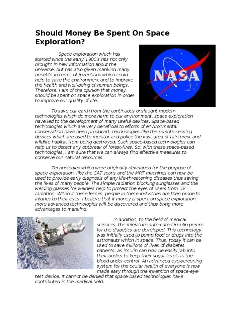 Argumentative Essay Space Exploration Outer Space