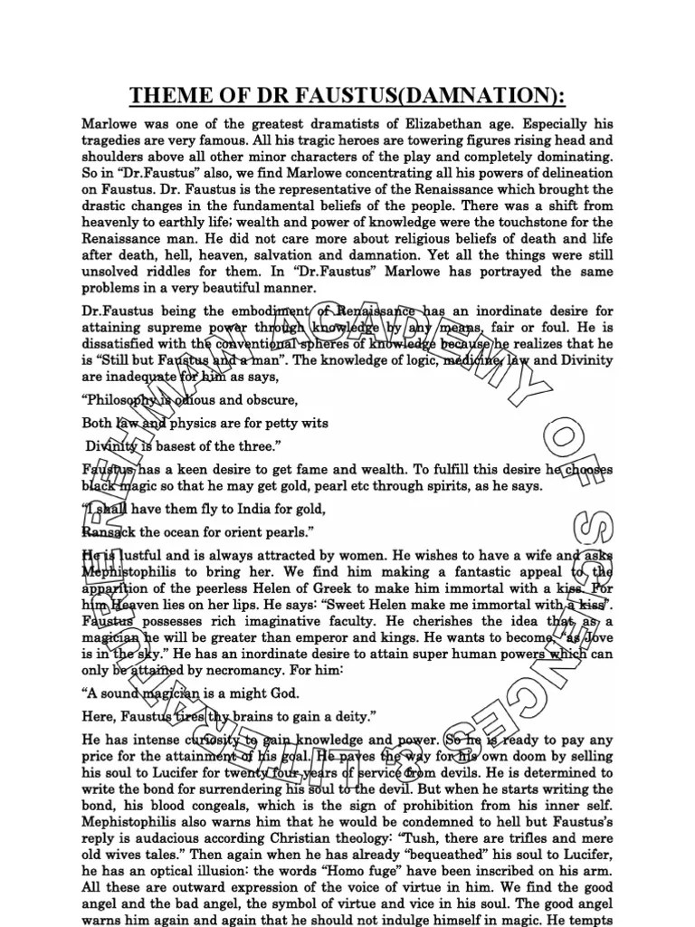 Theme of Dr Faustus Hell Devil