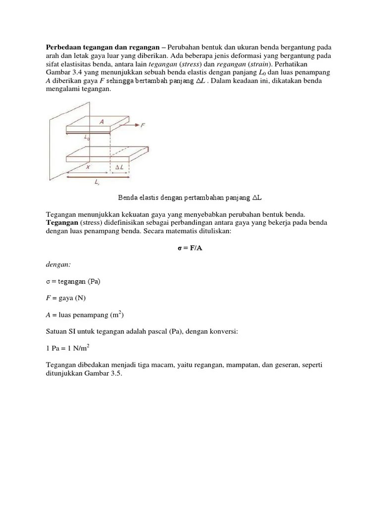 Perbedaan Tegangan Dan Regangan | PDF