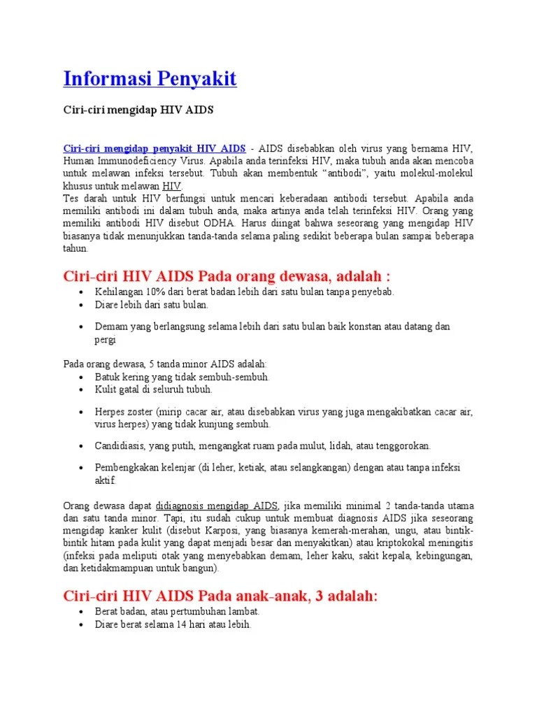 Ciri2 Penyakit Aids | PDF