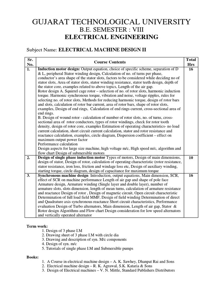 Electrical Machine Design II PDF Engines Electricity