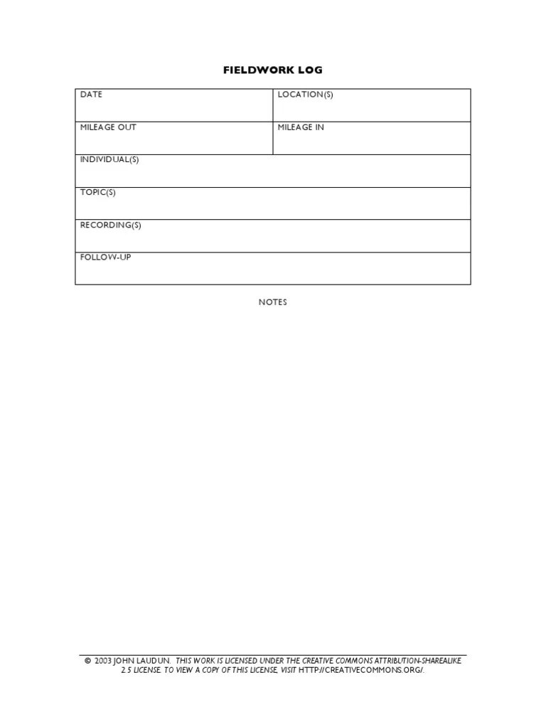 Fieldwork Log