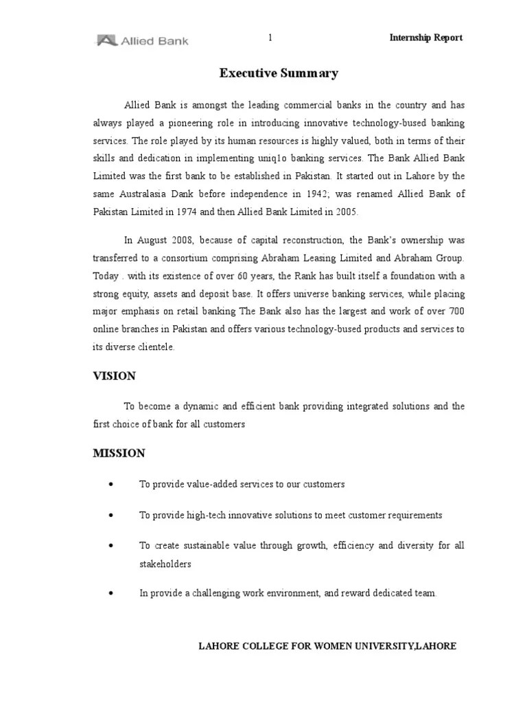 Executive Summary Banking Financial Services