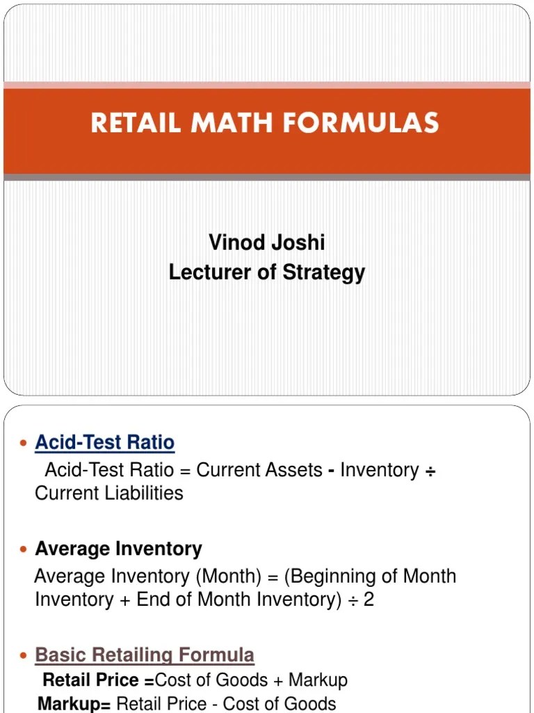 Retail Math Formulas Gross Margin Retail