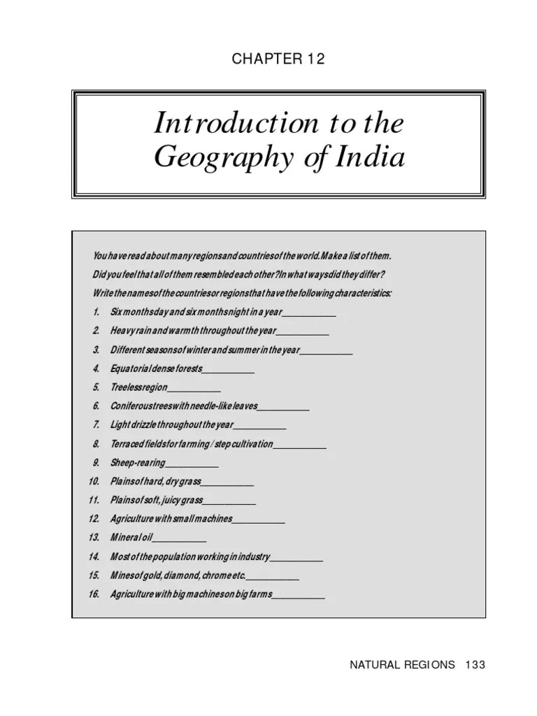 12 Introduction To The Geography of India 2 PDF Desert Physical