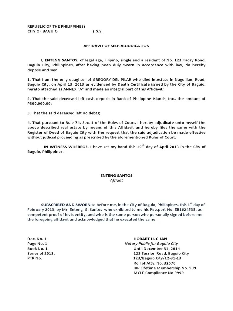 Affidavit of SelfAdjudication PDF