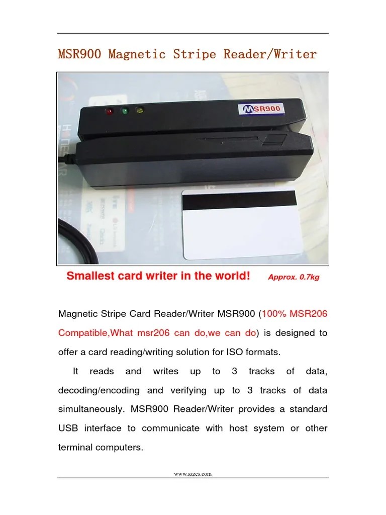 MSR900 Card Reader Writer Usb Computer Hardware