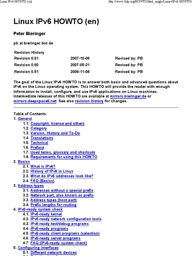 Linux Ipv6 Howto Howto Techno
