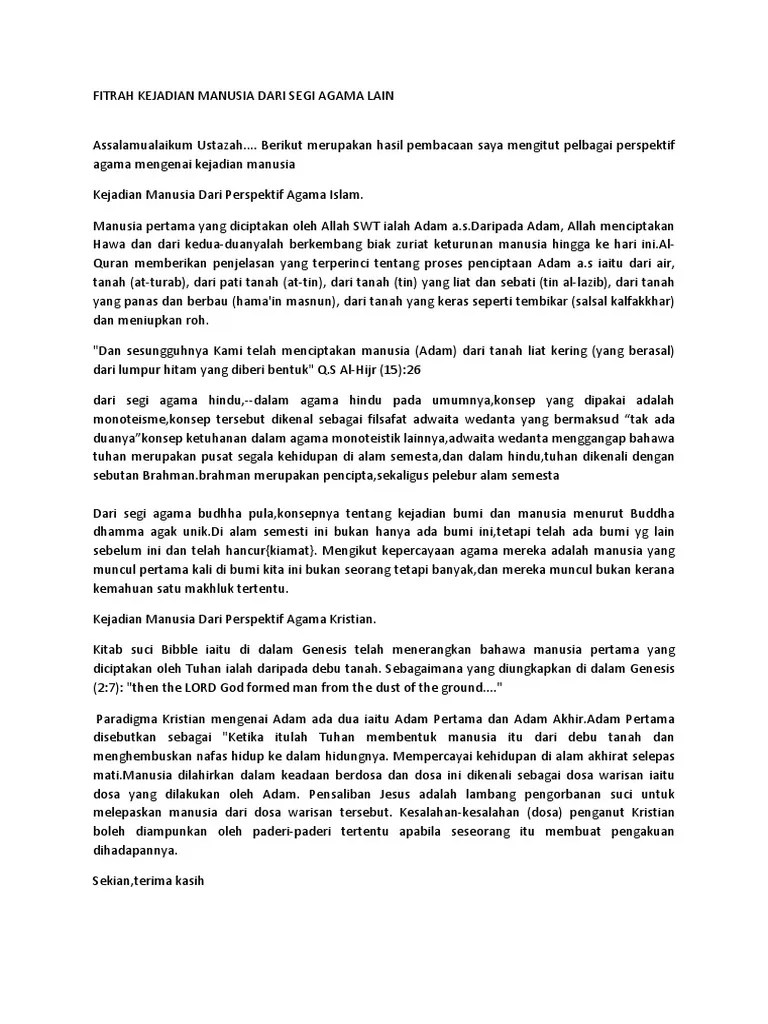 Fitrah Kejadian Manusia Dari Segi Agama Lain Dari Segi Agama Hindu | PDF