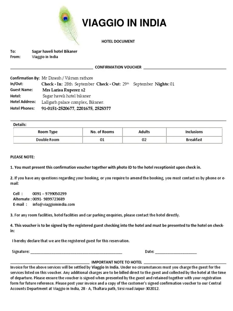 Mybookinghotel Hotel Booking Voucher