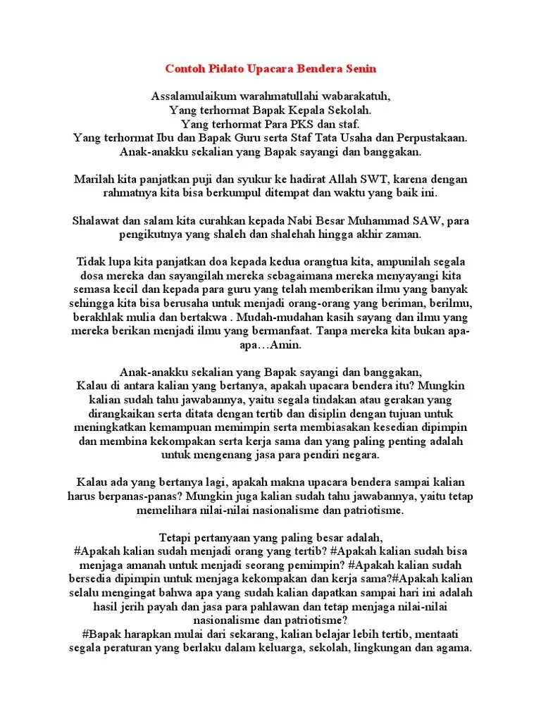 Contoh Pidato Upacara Bendera Senin | PDF