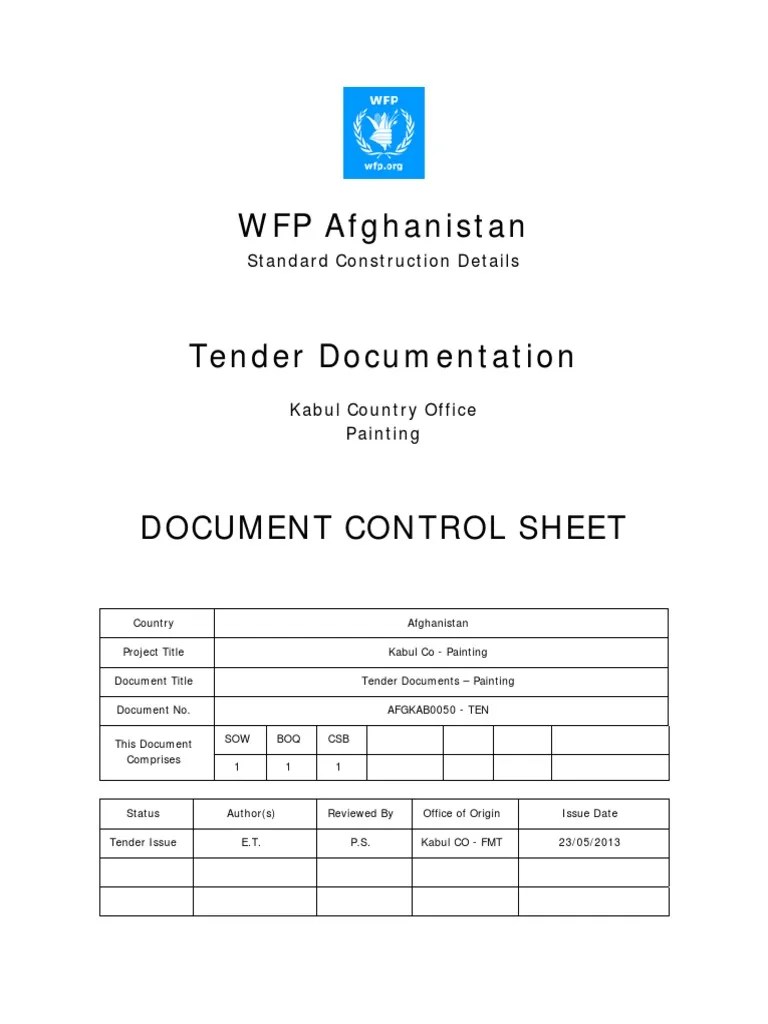 Scope of Work For Painting Paint Specification (Technical Standard)